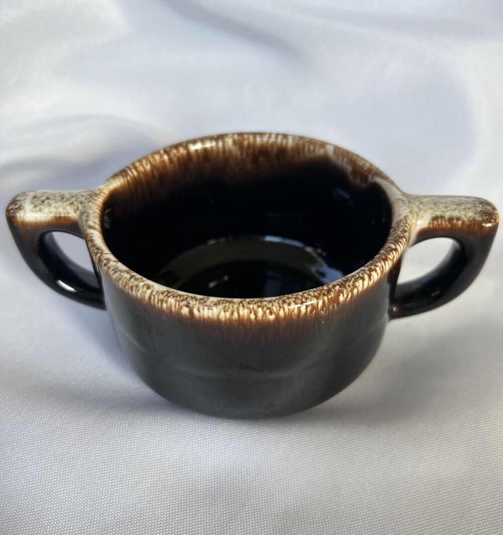 1970s Pfaltzgraff Drip Glaze Open Sugar Bowl Brown 2.5"H Vintage